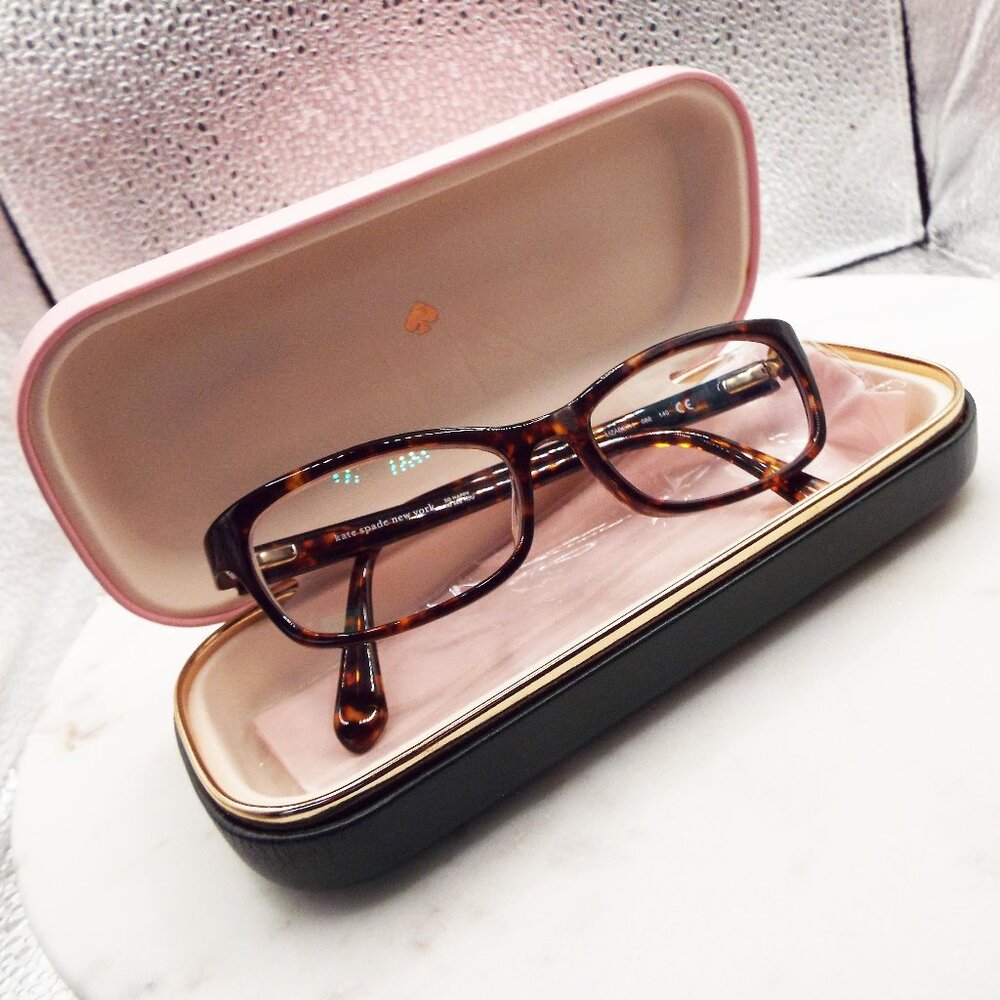 KATE SPADE LIZABETH HAVANA TORTOISE SQUARED EYEGLASS FRAMES & CASE (DR)